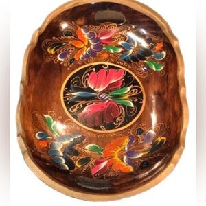 Mexican Batea Decorative Tray Console Wood Tray Hand Painted In Mexico 2 Handles
